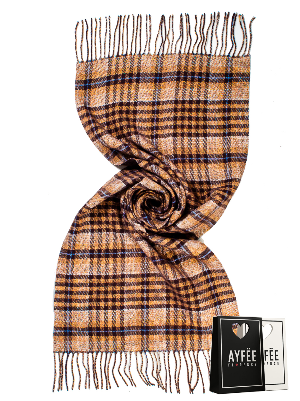 STOLA CHECKED CON FRANGE, 100%VI, MADE IN PRC    